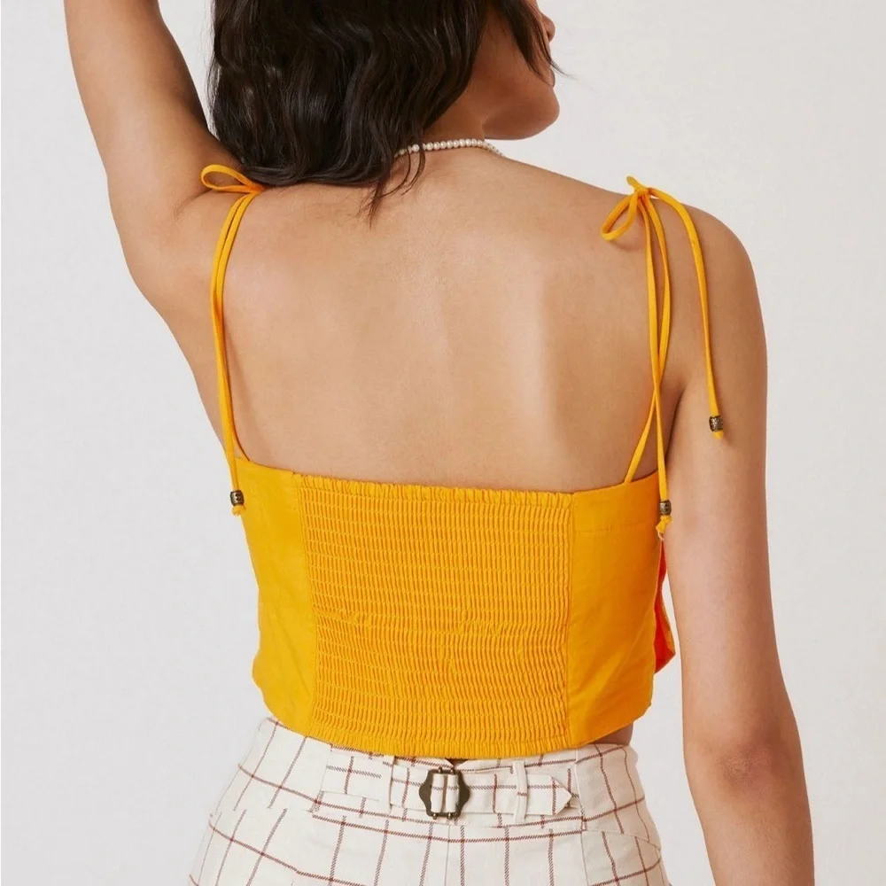 Anthropologie Orange Crop Tie Front Tank Top - Picture 5 of 5
